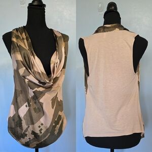 Flounce Silk Womens Cowl-neck Top M